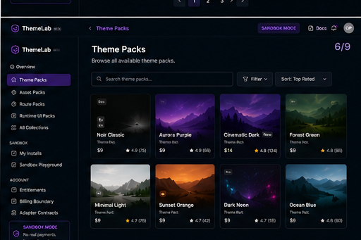 Theme Pack Catalog Board panel 6