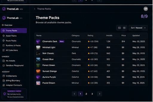 Theme Pack Catalog Board panel 8