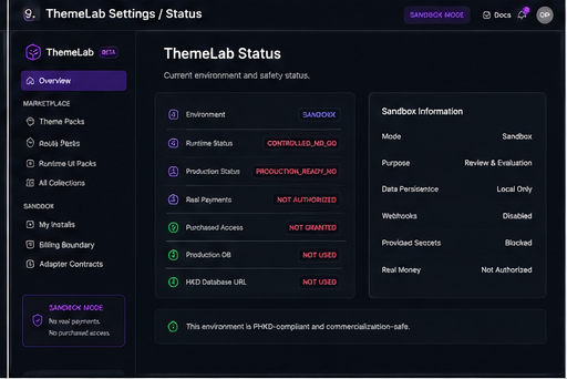ThemeLab Settings / Status
